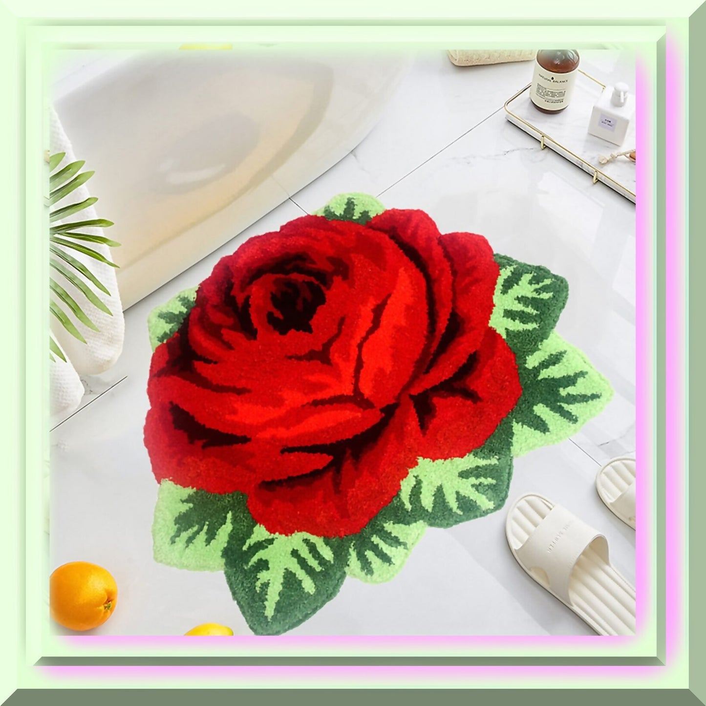 Red Rose Non Slip Absorbent Bath Rug 31.5"x23.6"