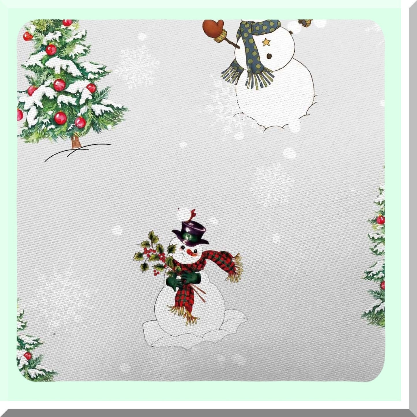 Tree Snowman Snowflake Holiday Shower Curtain Set