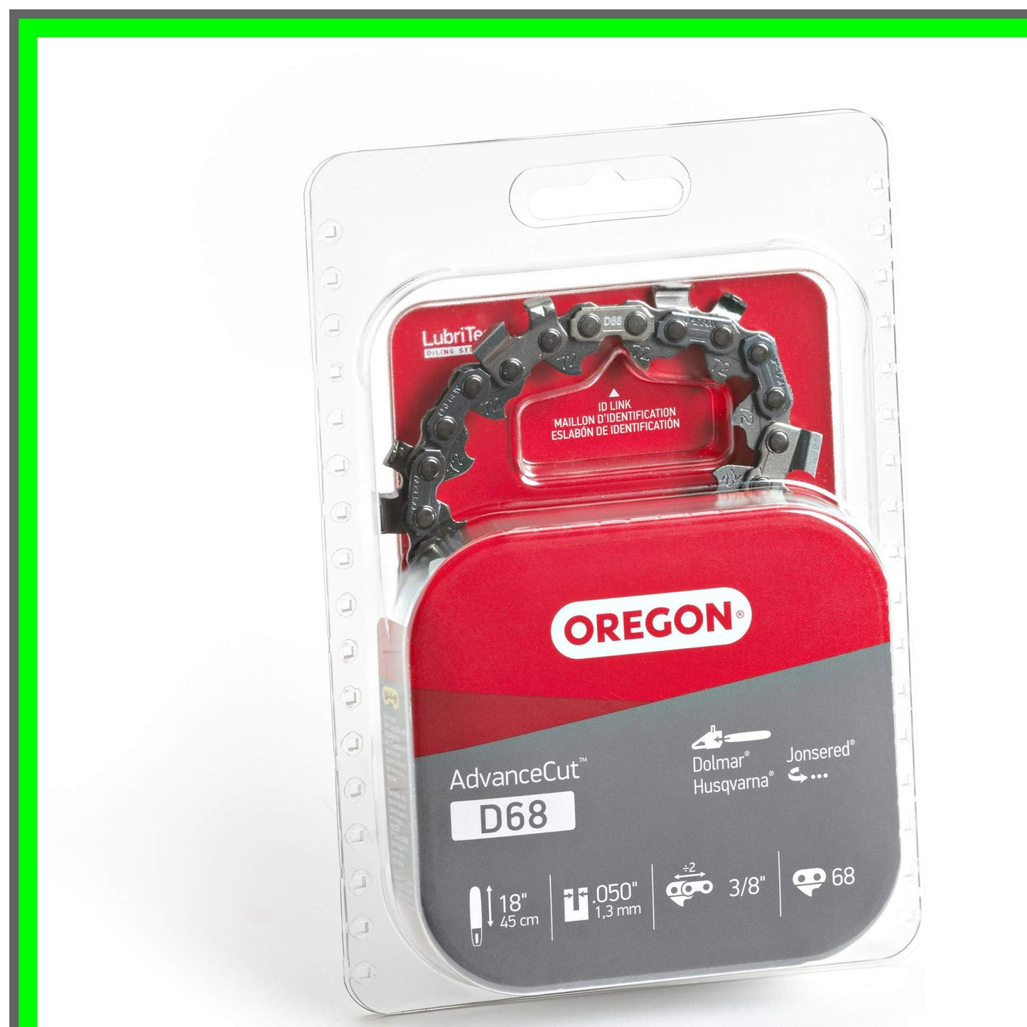 AdvanceCut 68 Drive Links Chainsaw Chain for 18-Inch Bars, Low Kickback