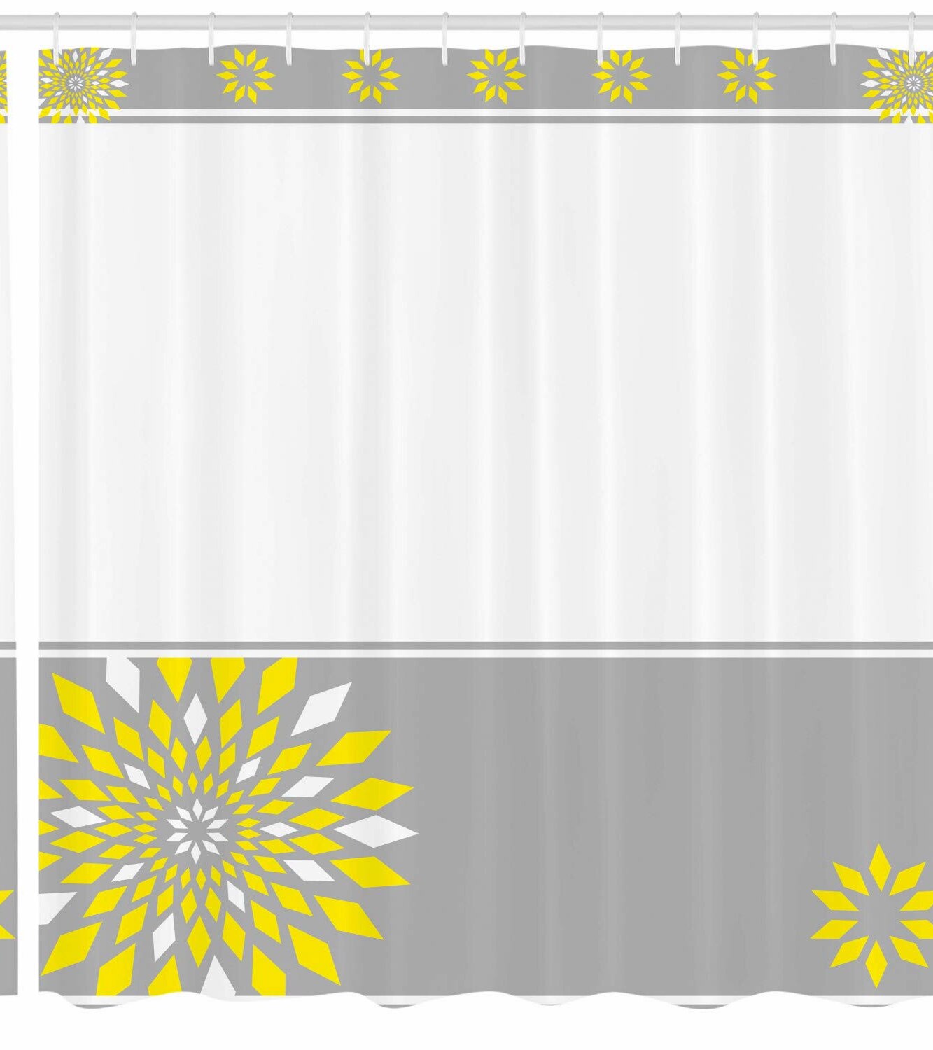 Grey and Yellow Shower Curtain 105" Fabric with Hooks