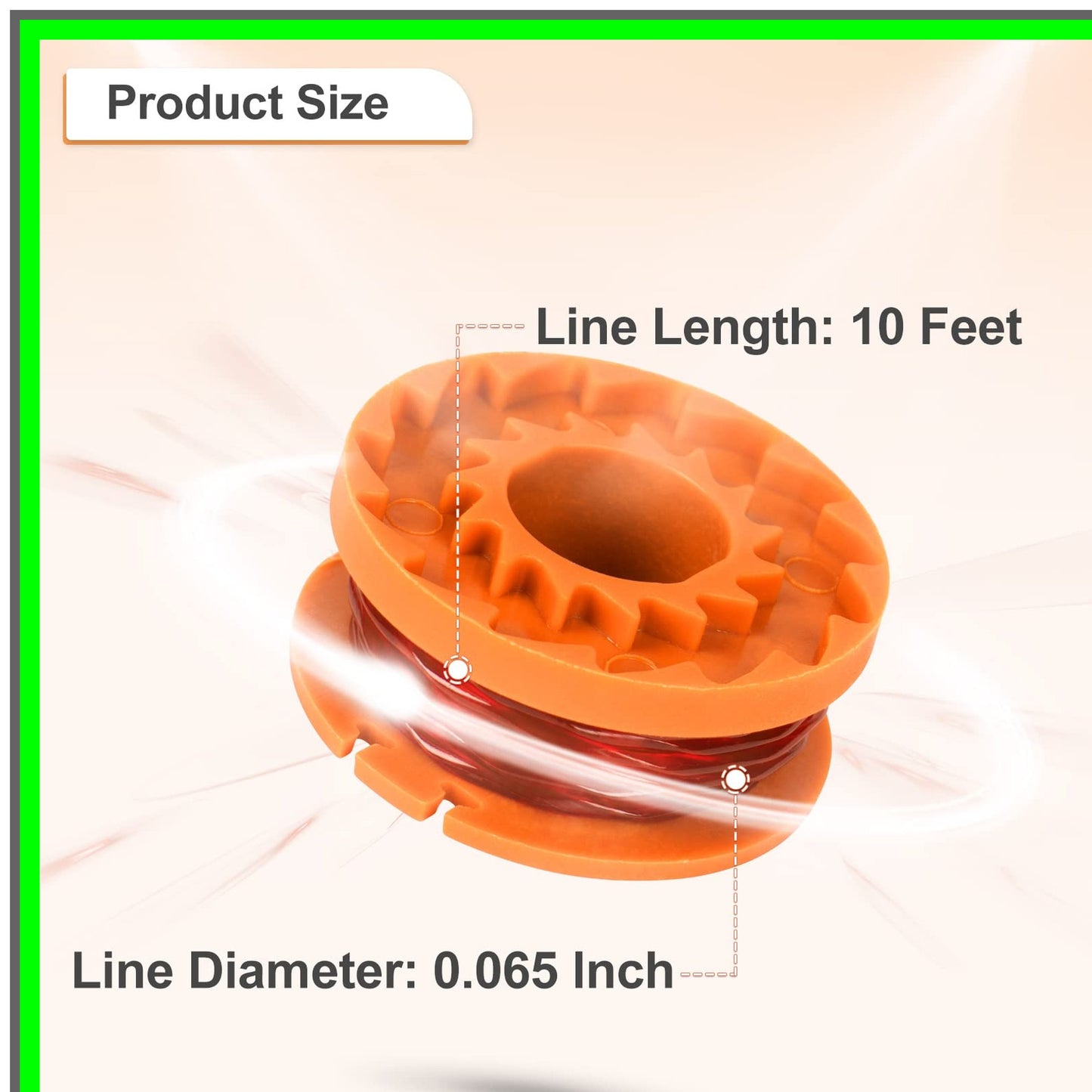 6-Pack Eater String for Worx Select Trimmer, 10ft, 0.065-Inch Replacement
