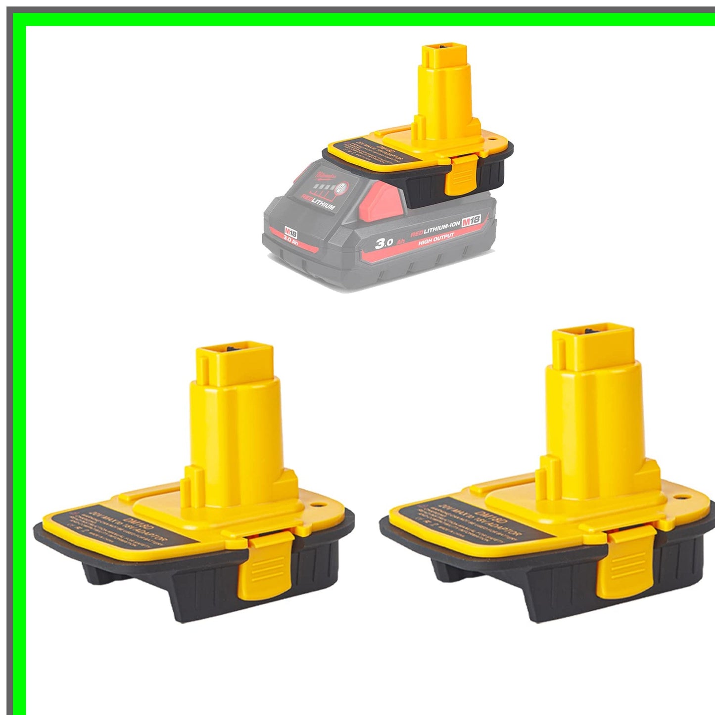 18V-20V Battery Converter for Milwaukee M18 Lithium Tools, 2-Pack Adapter