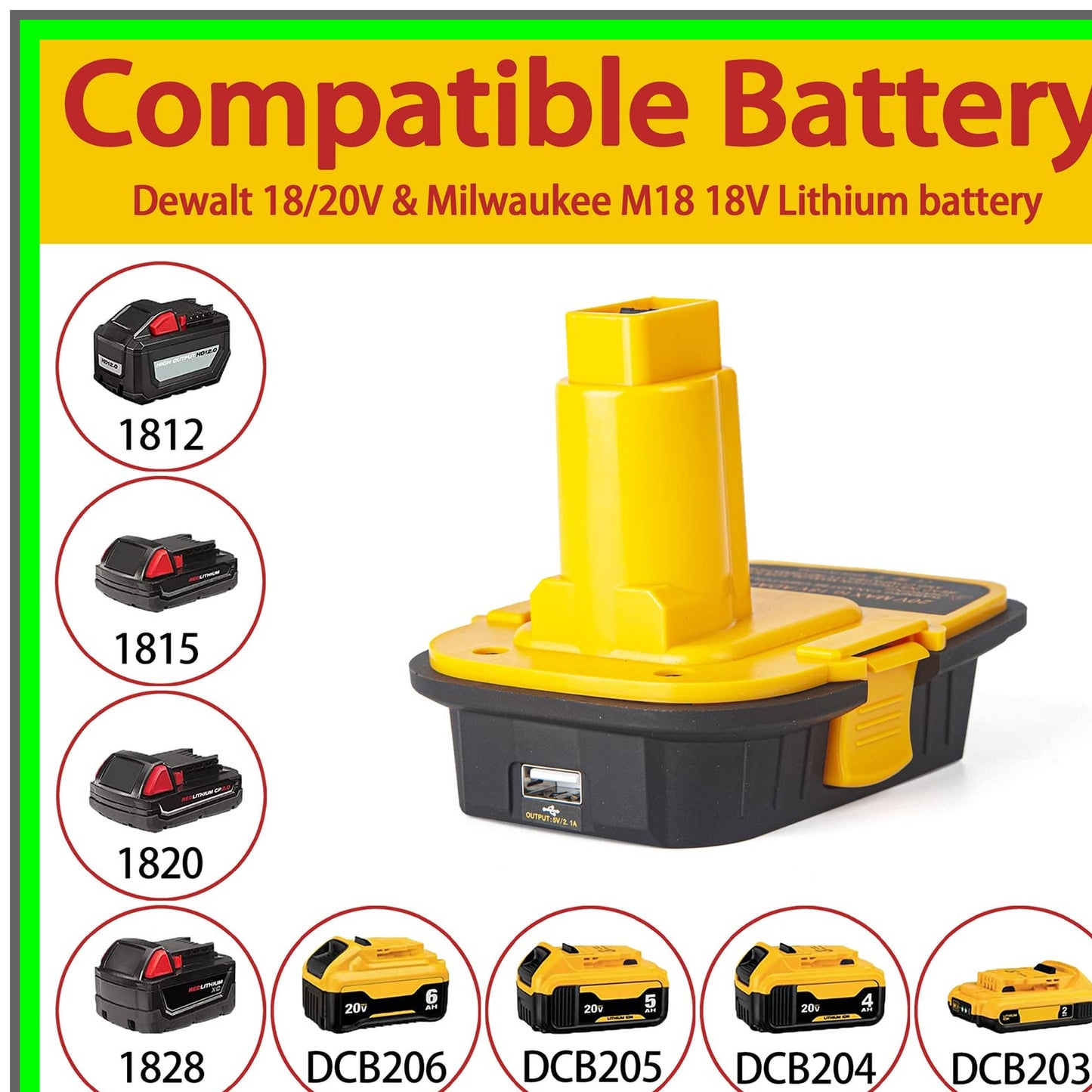 18V-20V Battery Converter for Milwaukee M18 Lithium Tools, 2-Pack Adapter