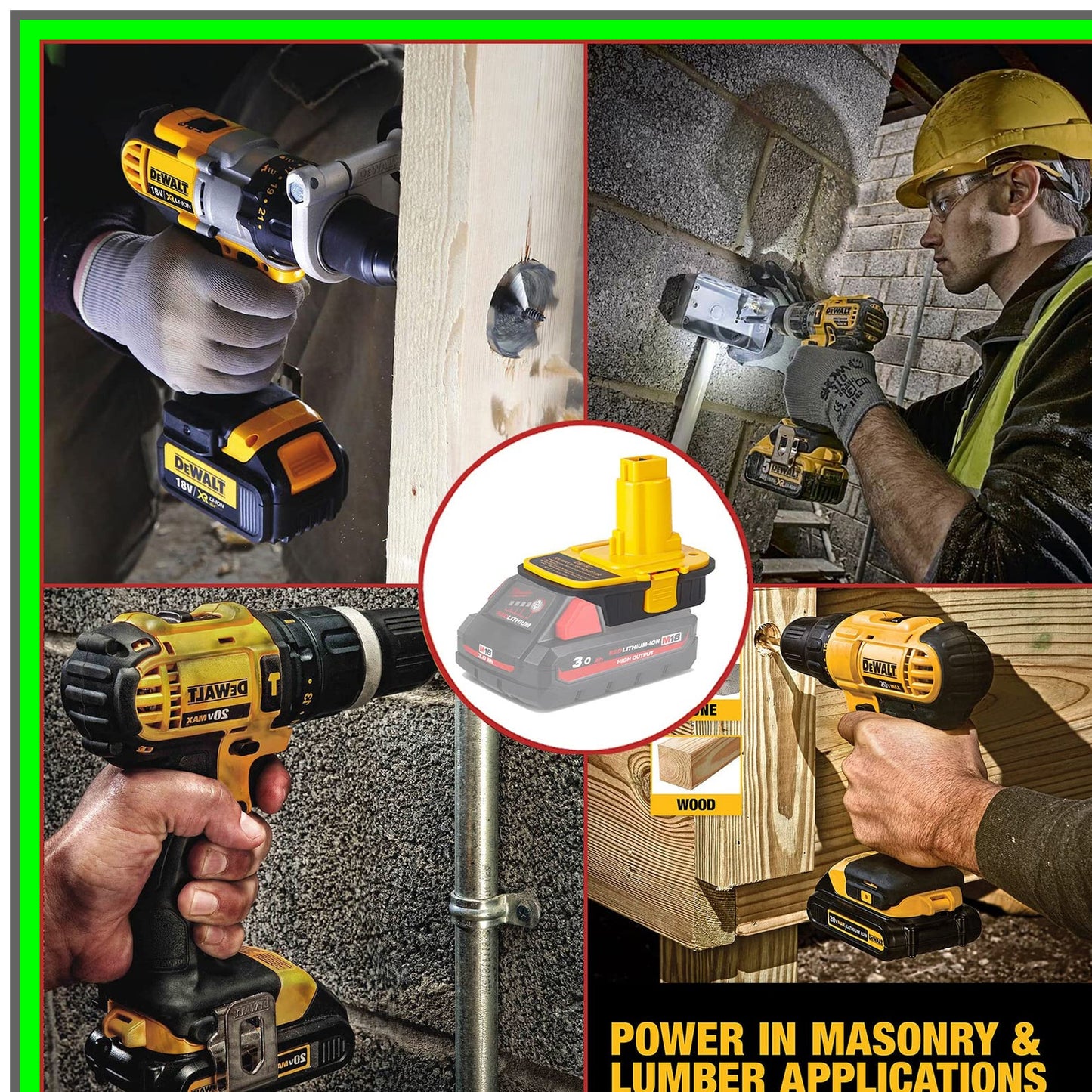 18V-20V Battery Converter for Milwaukee M18 Lithium Tools, 2-Pack Adapter