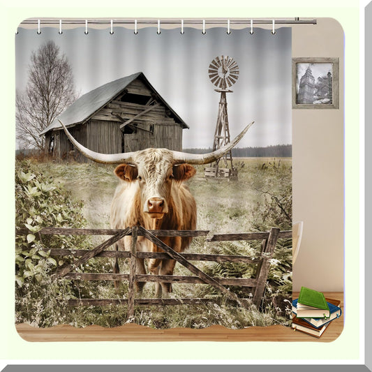 Highland Cattle Shower Curtain 70x70 Inch