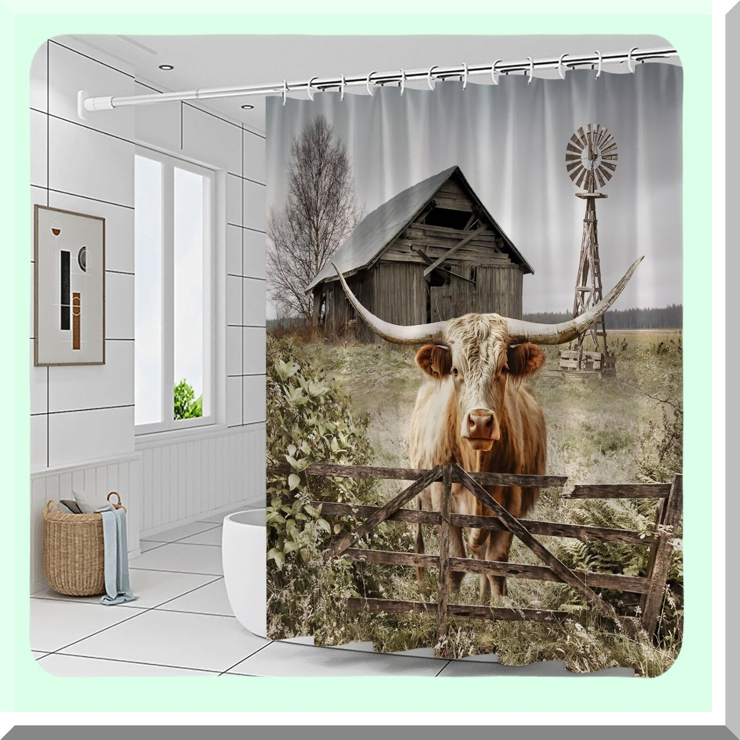 Highland Cattle Shower Curtain 70x70 Inch