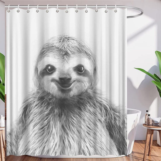 Sloth Shower Curtain 70x70 Inch White Gray