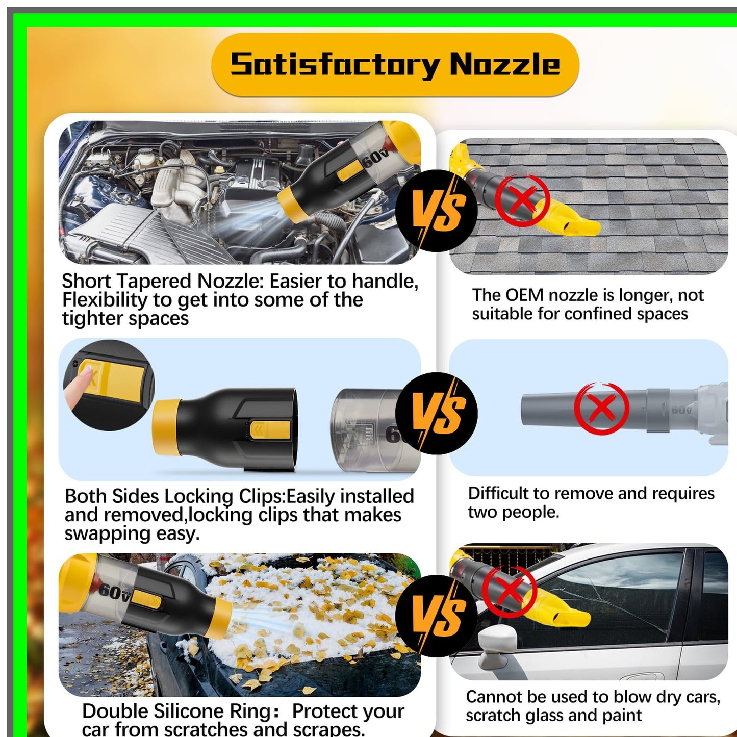 60V MAX Leaf Blower Car Drying Nozzle Attachment for Efficient Cleanup