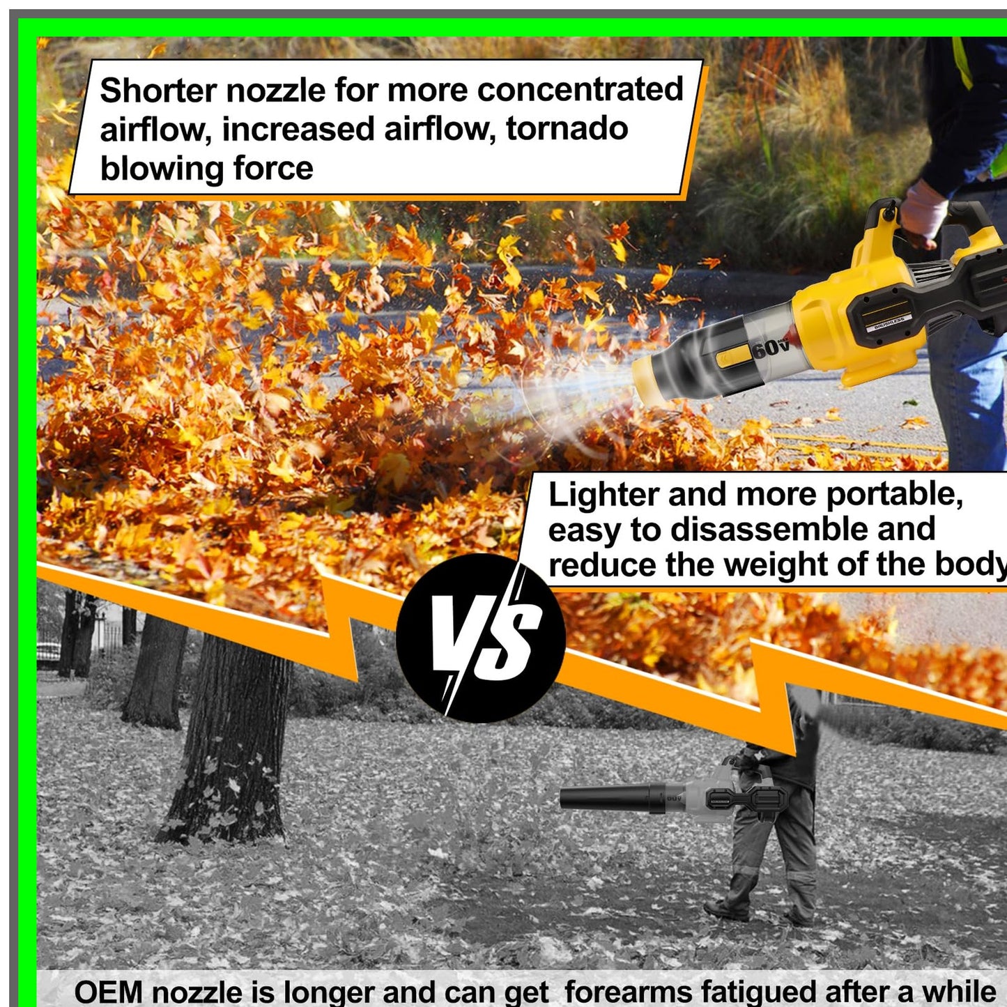 60V MAX Leaf Blower Car Drying Nozzle Attachment for Efficient Cleanup