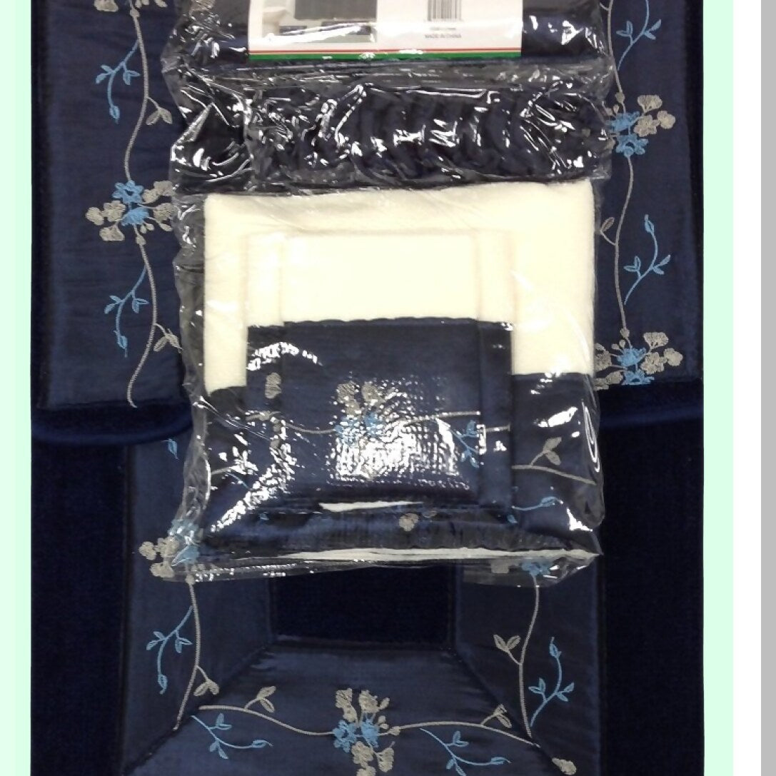 Navy Flower 18-Piece Bathroom Set