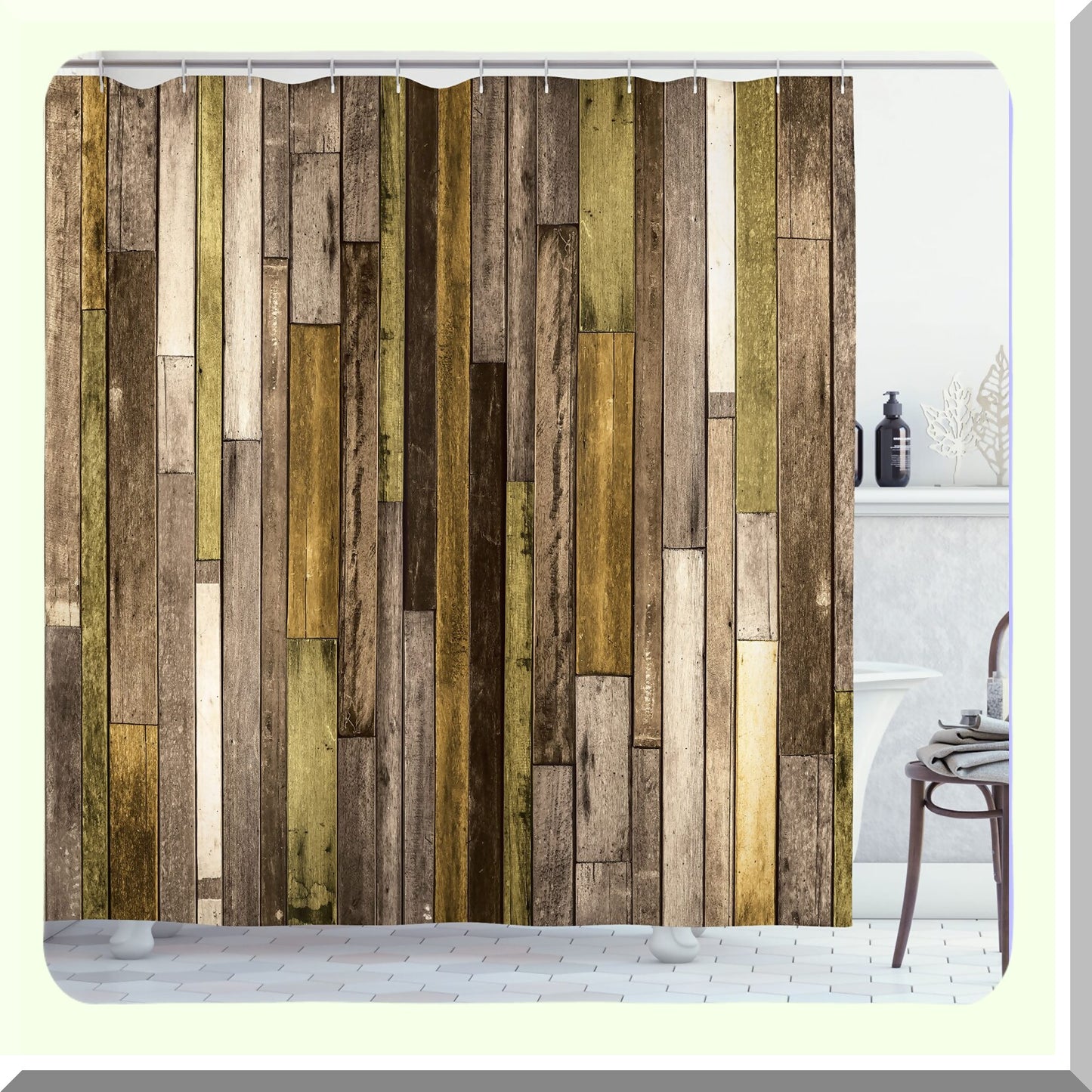 Wooden Print Shower Curtain 69" x 70" Brown