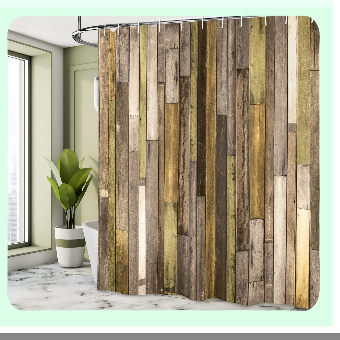 Wooden Print Shower Curtain 69" x 70" Brown