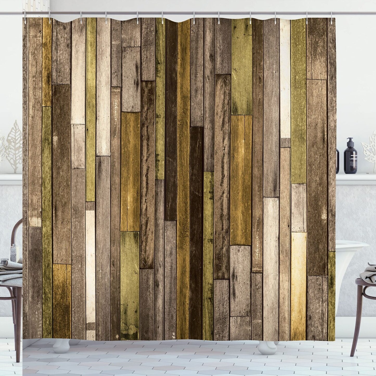 Wooden Print Shower Curtain 69" x 70" Brown