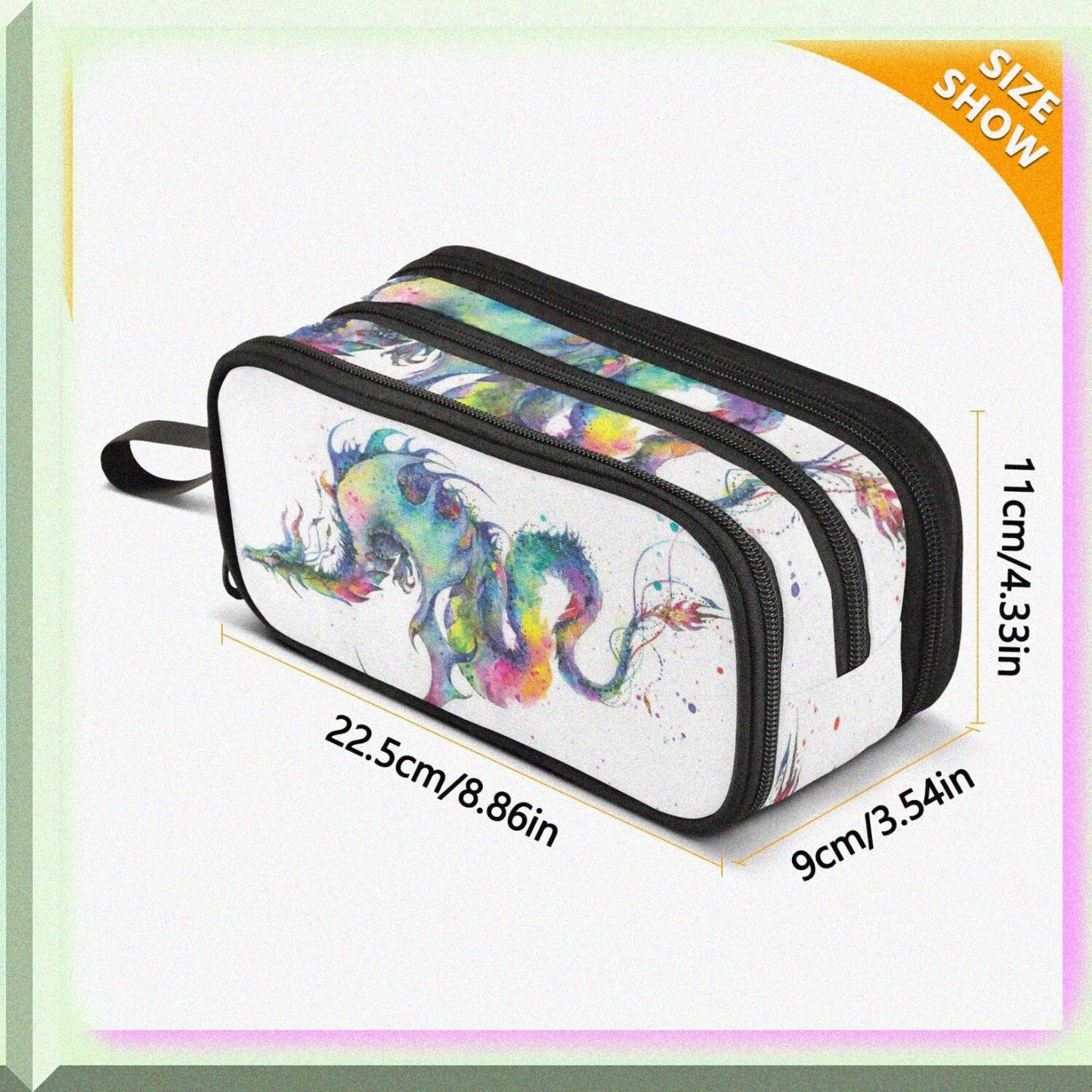 Watercolor Dragon Large Capacity Pencil Case