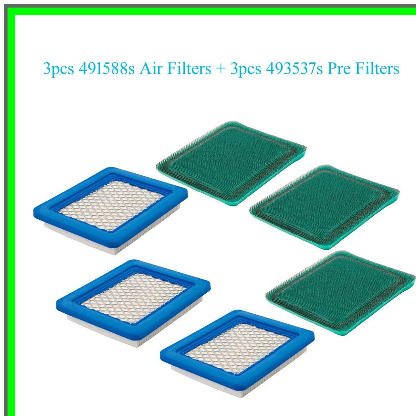 Air Filter 3 Pack with Pre Filter for Briggs Stratton Toro Lawn Mowers