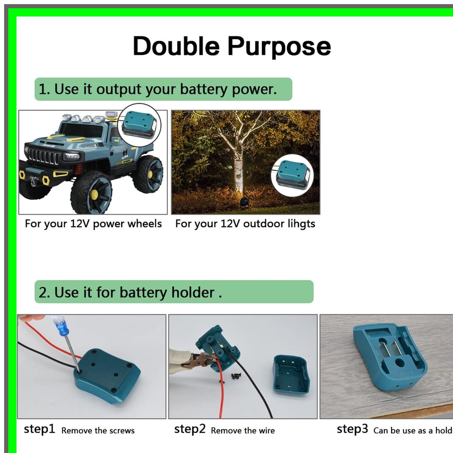 Makita 12V MAX Battery Adapter Dock for Power Wheels and Wall Mount