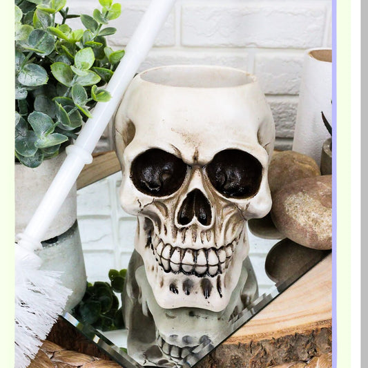 Skull Cranium Tet Brush and Base Bathroom Set