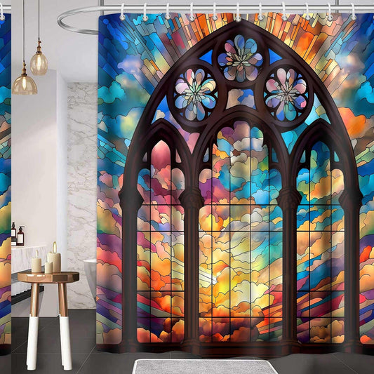 Stained Glass Window Shower Curtain 72x72inch