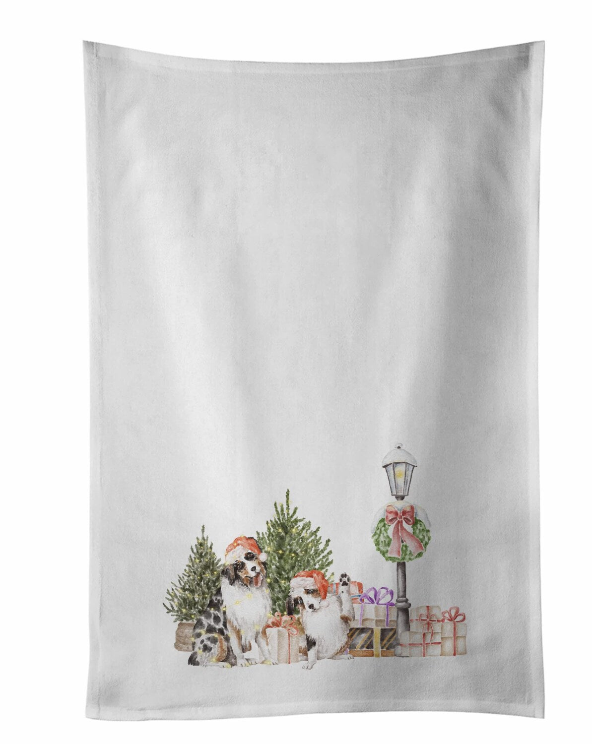 Australian Shepherd Kitchen Towel Set 2 White