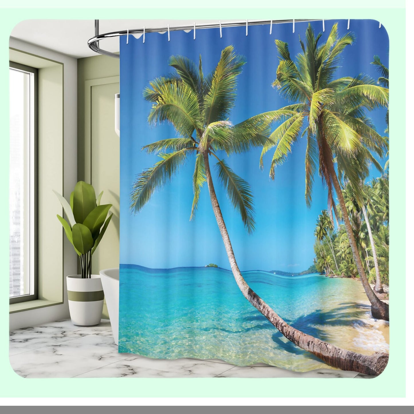 Ocean Shower Curtain 69x70 Inches Blue Green Brown