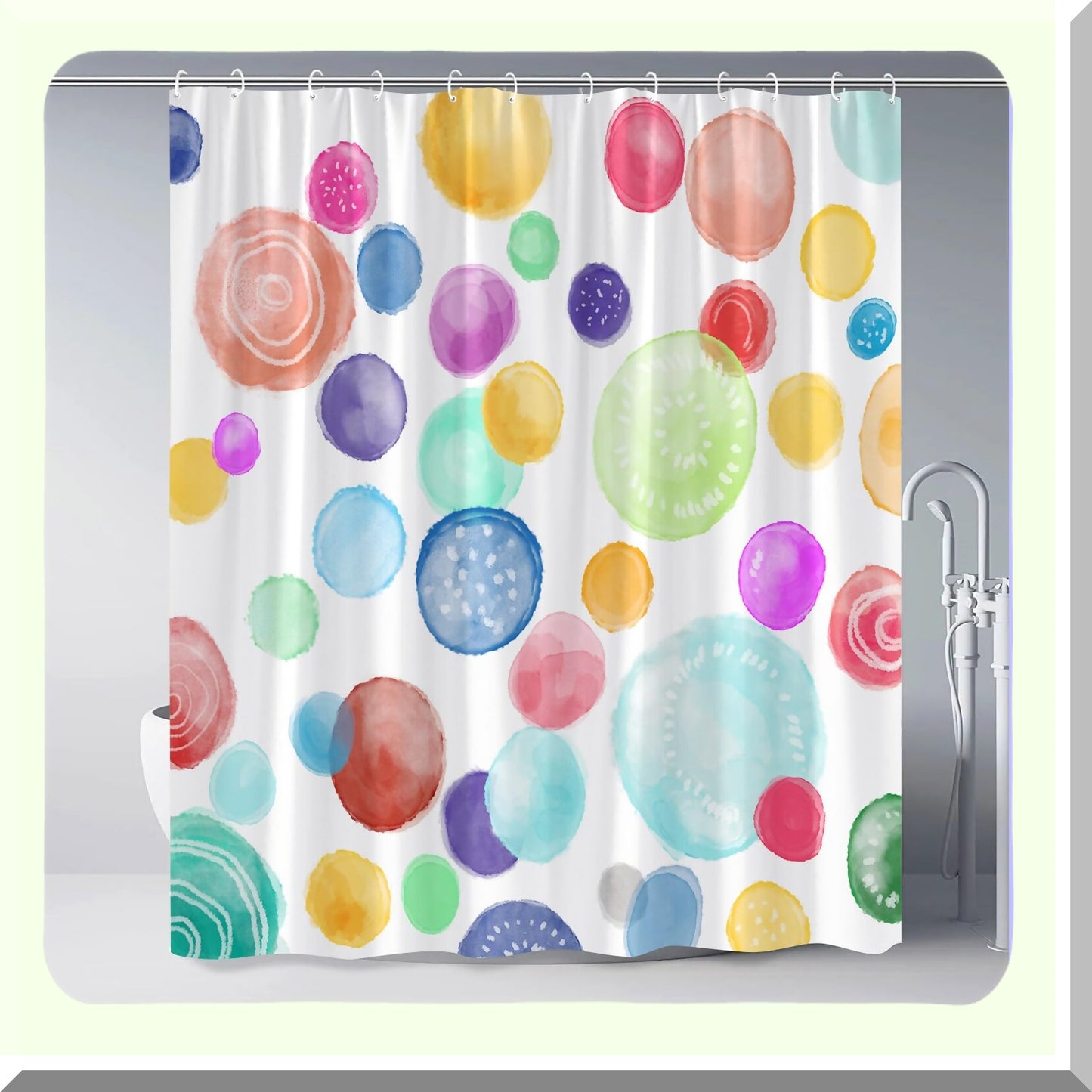 Rainbow Polka Dot Shower Curtain 70x70 Inches