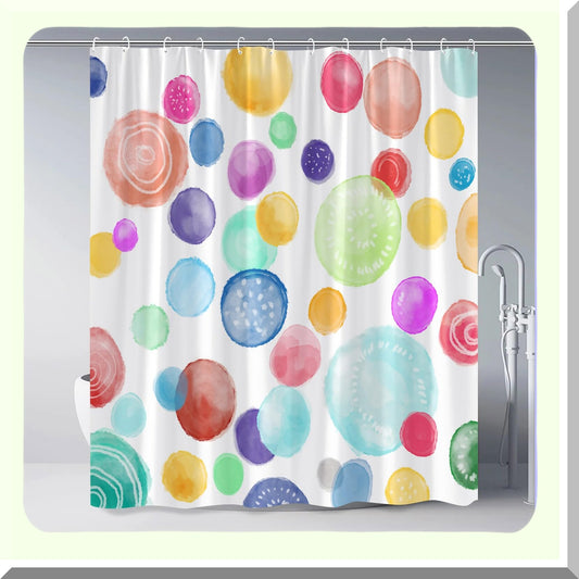 Rainbow Polka Dot Shower Curtain 70x70 Inches