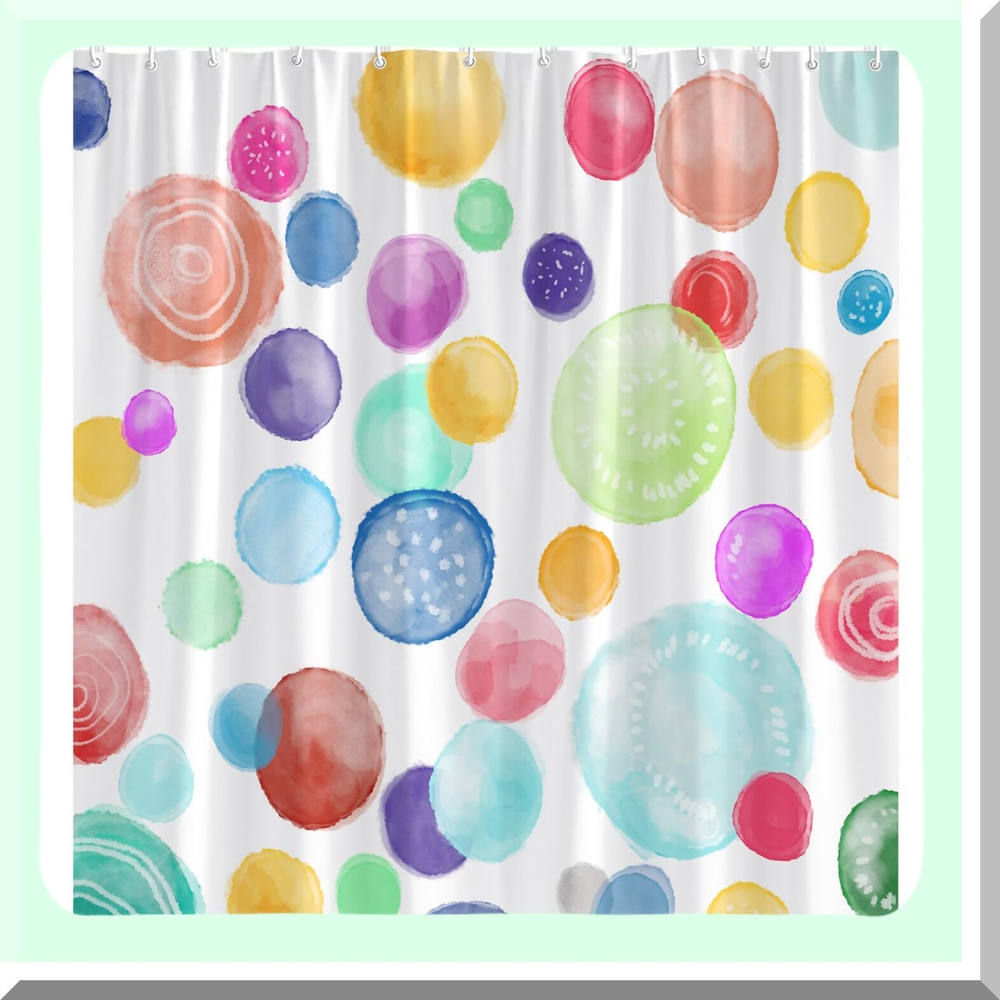 Rainbow Polka Dot Shower Curtain 70x70 Inches