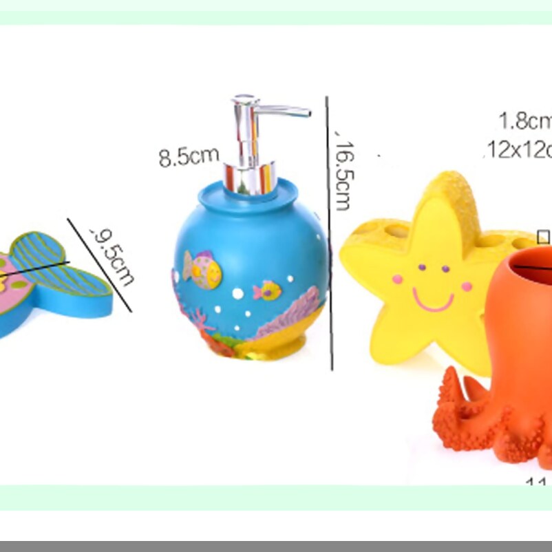 Fish Shape Bathroom Accessory Set 5pcs Resin