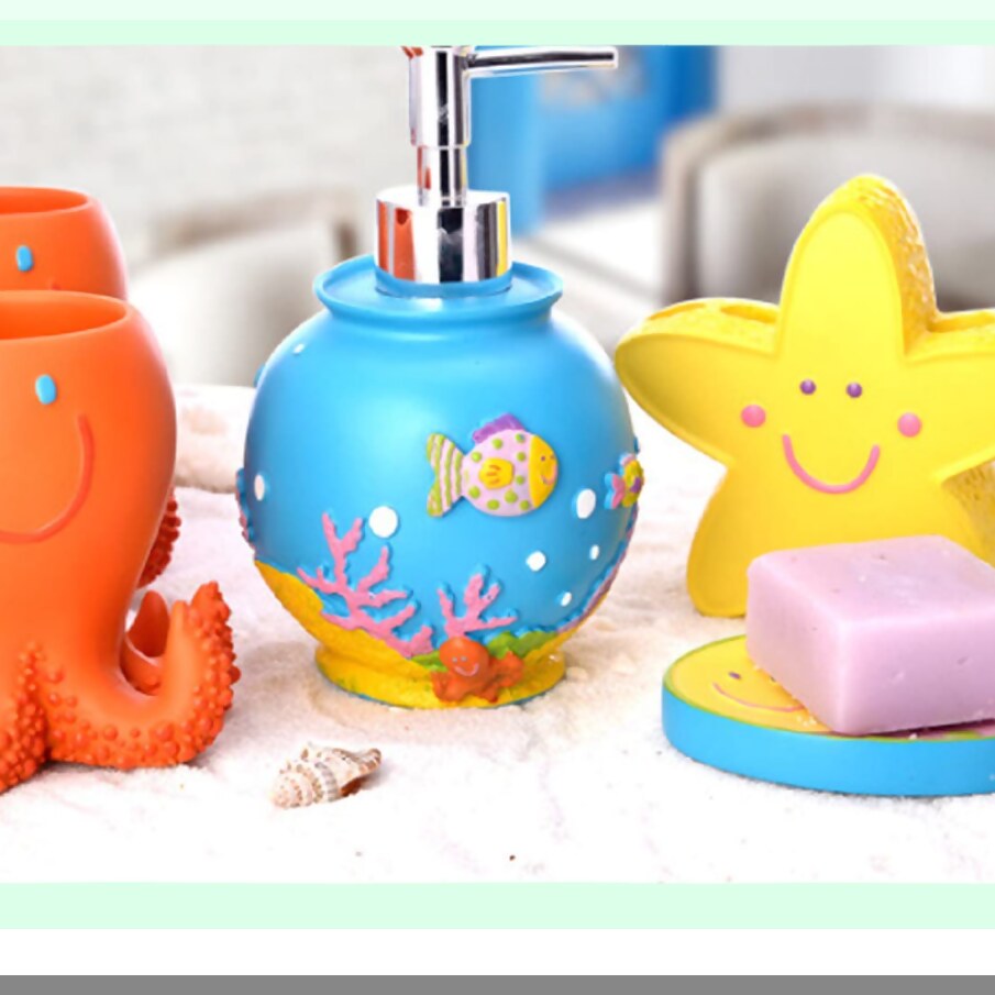 Fish Shape Bathroom Accessory Set 5pcs Resin