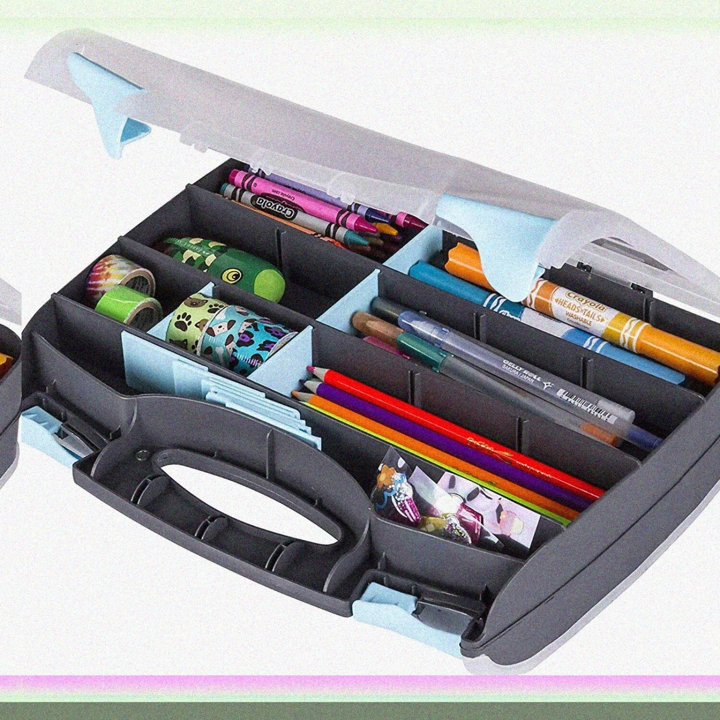 Double-Sided Plastic Carrying Case Black/Aqua 6877AG