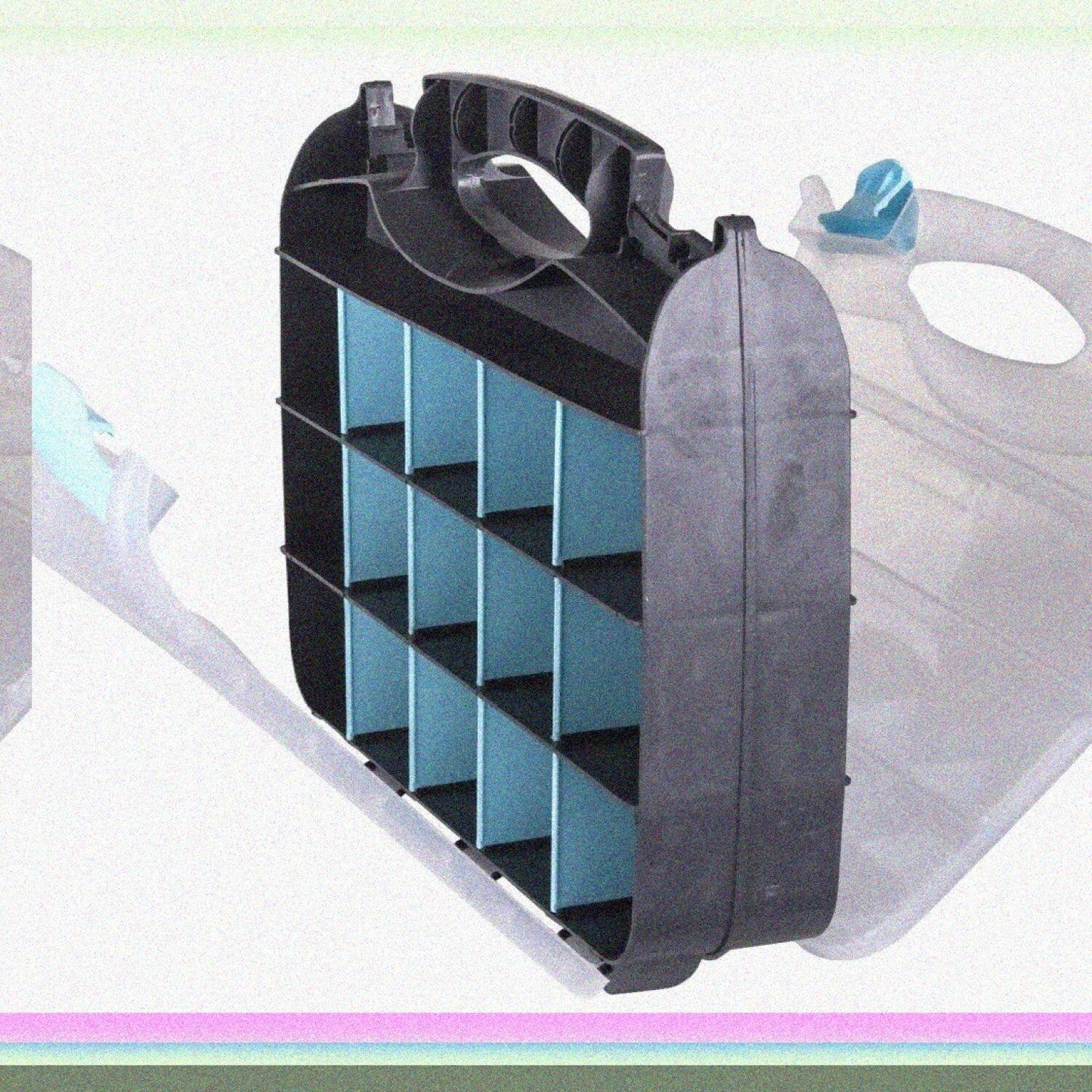 Double-Sided Plastic Carrying Case Black/Aqua 6877AG