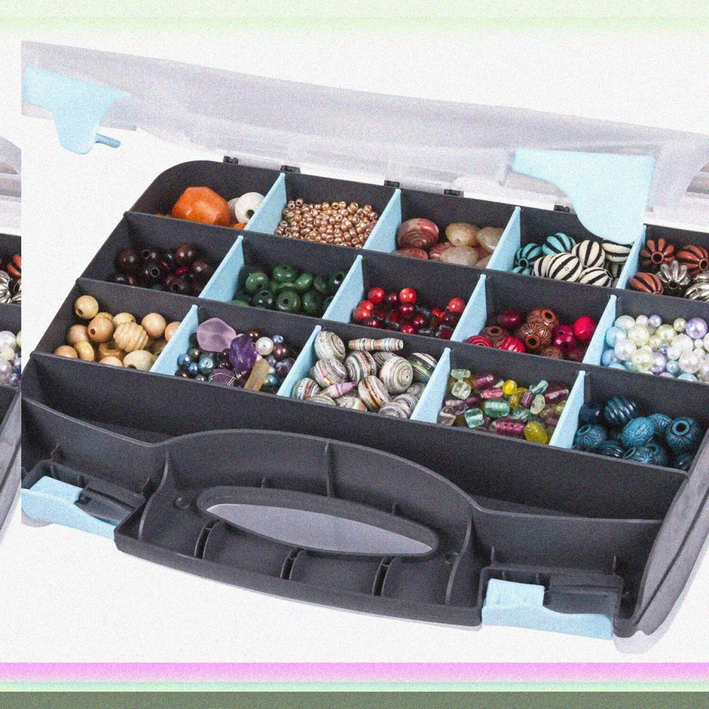 Double-Sided Plastic Carrying Case Black/Aqua 6877AG