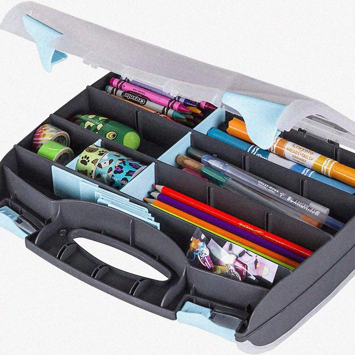 Double-Sided Plastic Carrying Case Black/Aqua 6877AG