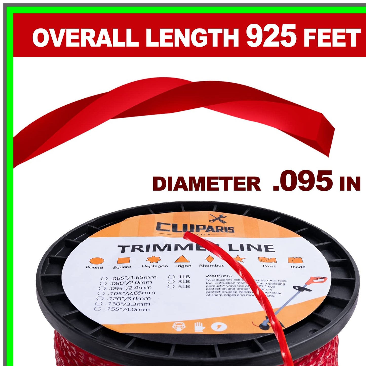 Spiral Twist 3-Pound Trimmer Line 095-Inch for Versatile Lawn Care