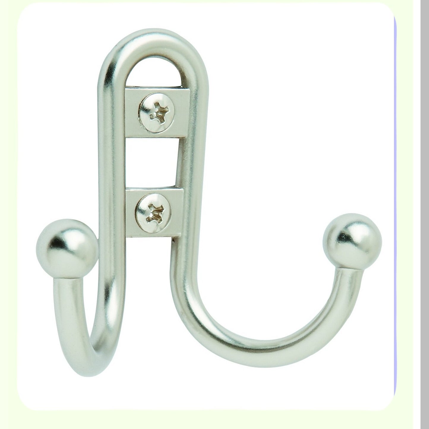 Double Prong Silver Robe Hook 1 Pack