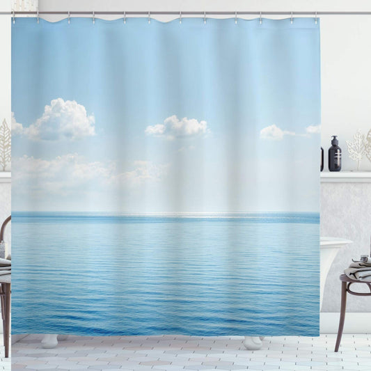 Ocean Seascape Shower Curtain 69" x 70" Blue White
