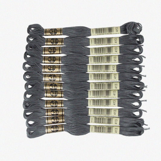6-Strand Embroidery Cotton Floss Dark Pewter Grey 12 Skeins