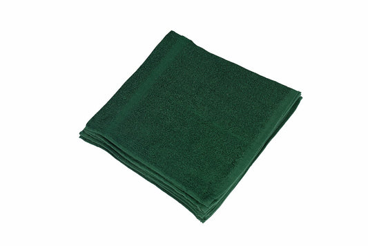 12 Piece Face Towel Set 12x12 Inch Cotton Hunter Green