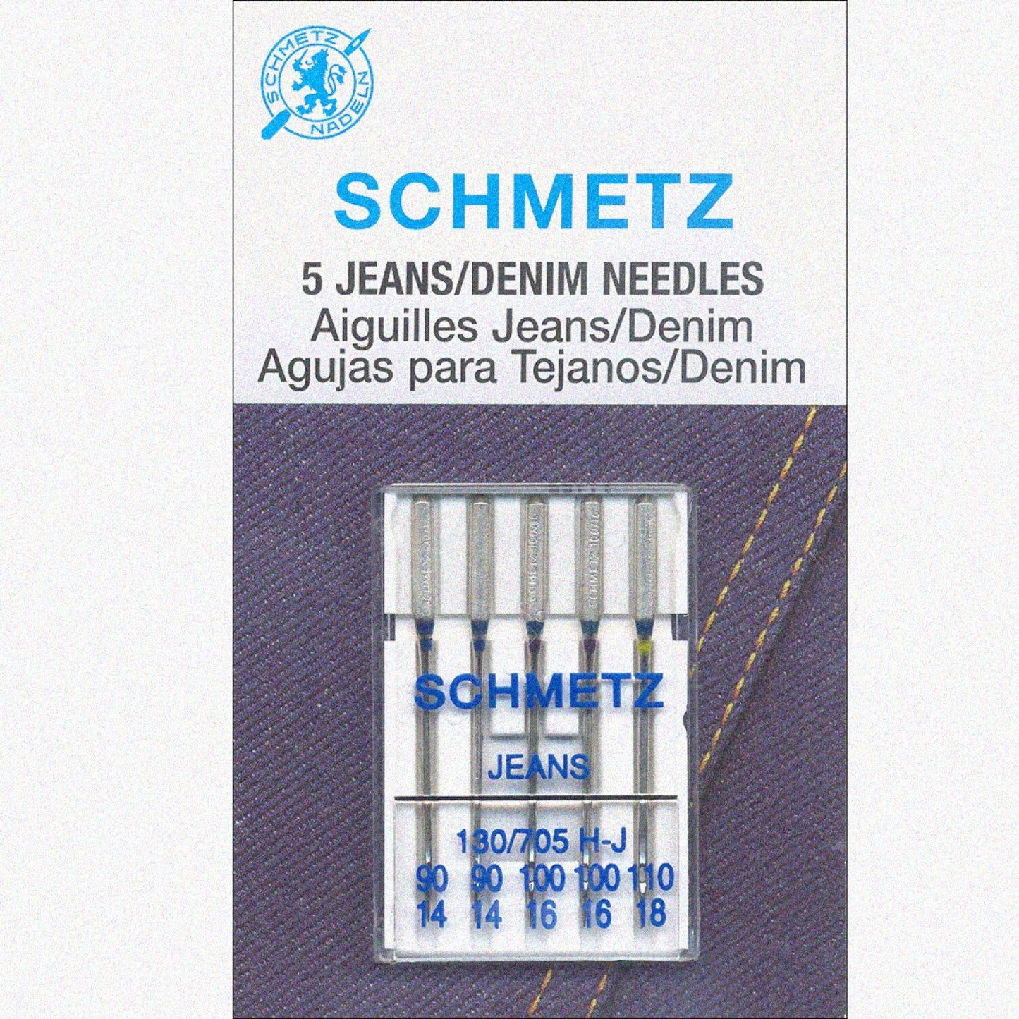 Jean and Denim Machine Needles Set, Sizes 14/90, 16/100, 18/110