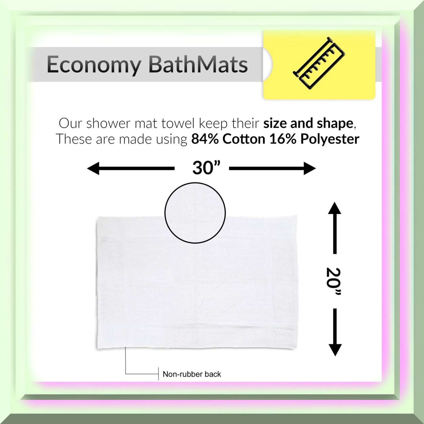 12 Pack White Cotton Bath Mats 20x30 Inches