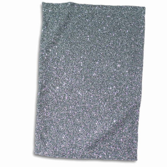 3D Rose Silver Glitter Hand Towel 15" x 22"