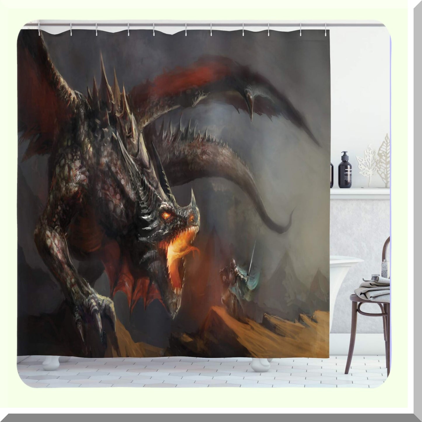 Medieval Fantasy Shower Curtain 69x75 Dimgrey