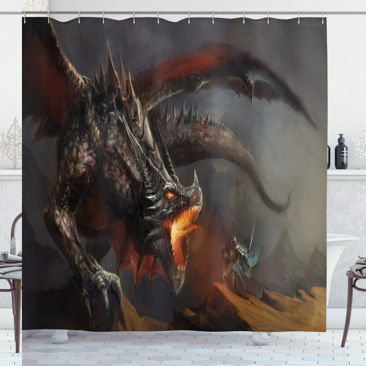 Medieval Fantasy Shower Curtain 69x75 Dimgrey