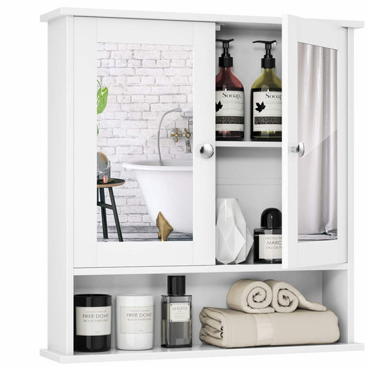 Wall Mount Bathroom Cabinet with Double Mirror Doors
