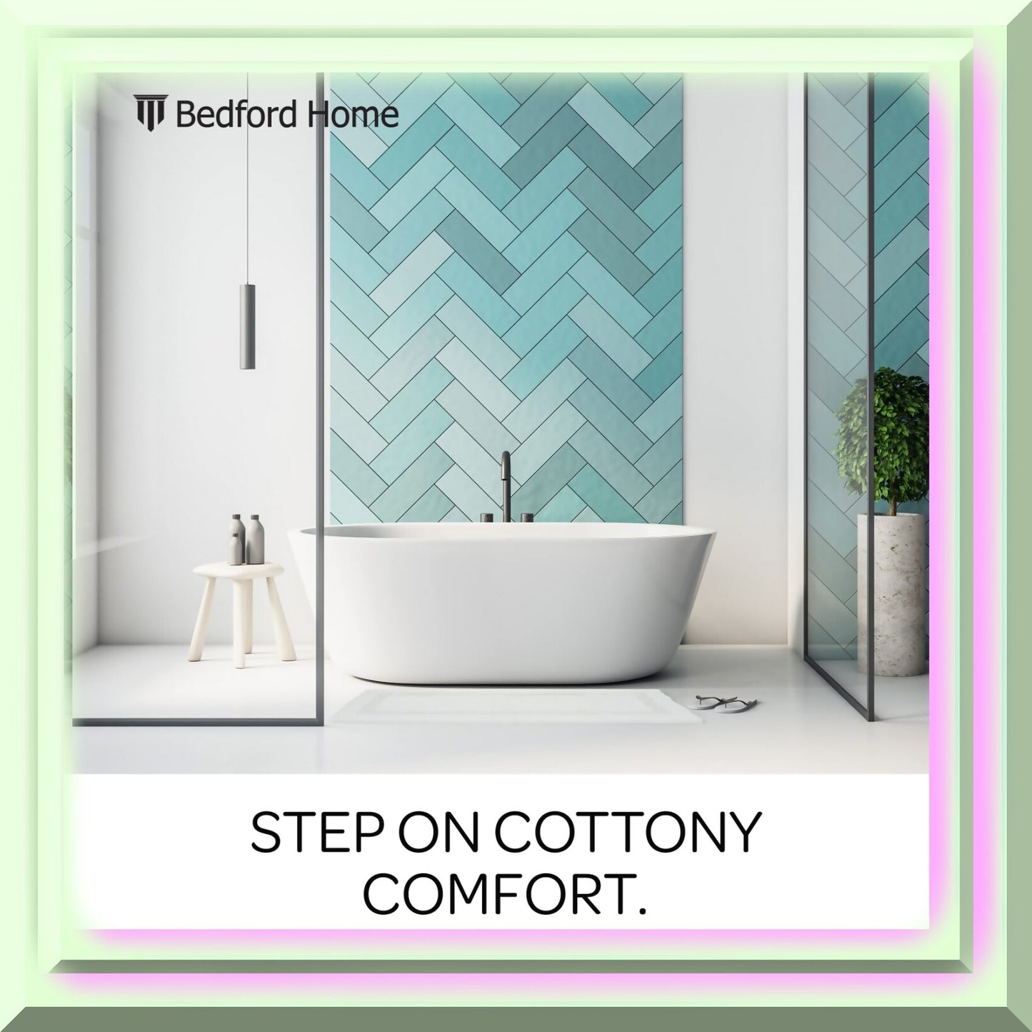 100% Cotton Reversible Long Bath Rug 24x60 White