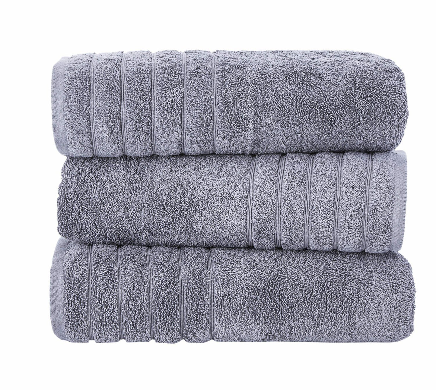 3-Piece Grey Turkish Cotton Bath Towel Set