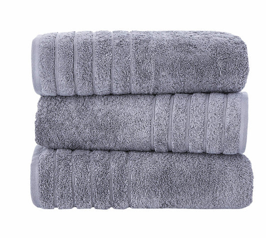 3-Piece Grey Turkish Cotton Bath Towel Set