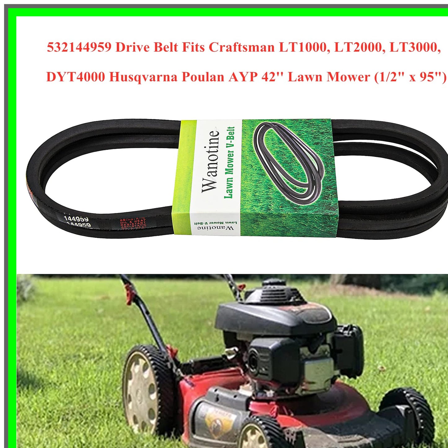 Deck Drive Belt Replacement for Husqvarna Poulan AYP 42" Lawn Mowers 1/2" x 95"