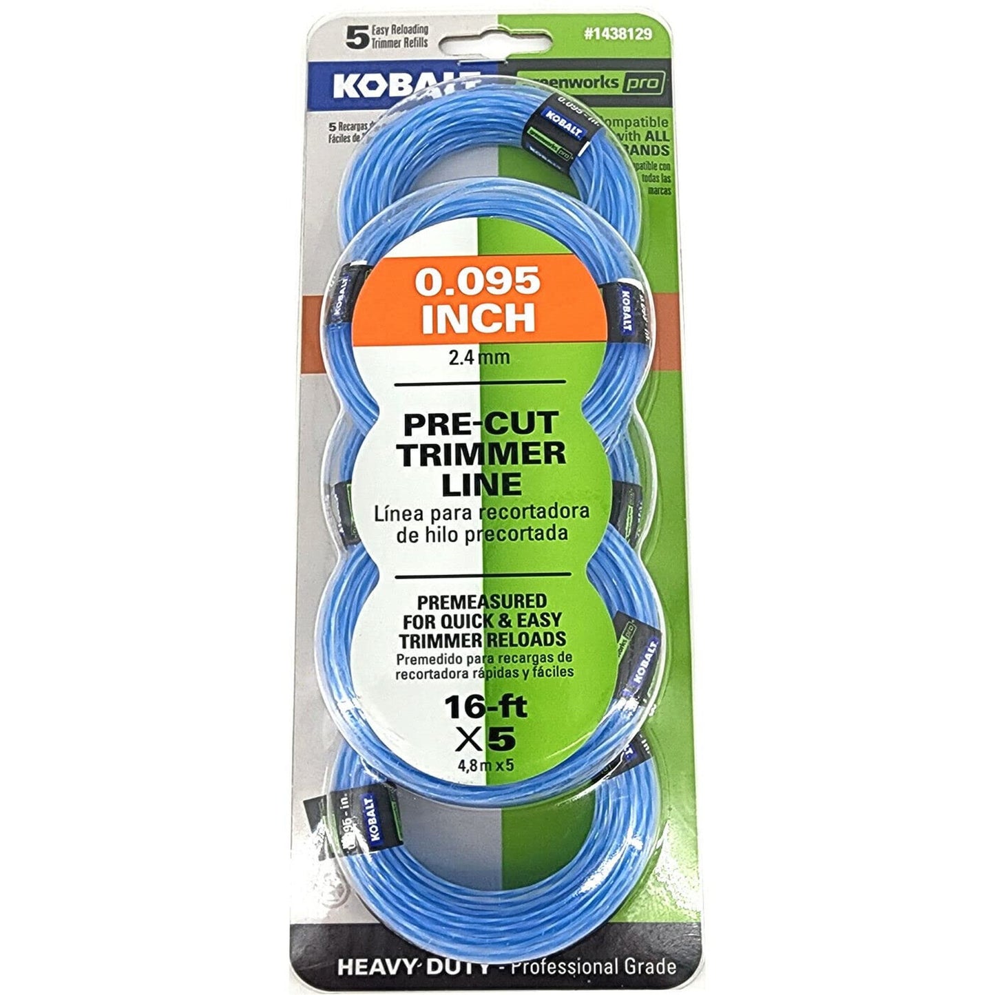 Trimmer Line 5-Pack 0.095 Inch Pre-Cut 16 ft Durable Cutting Solution