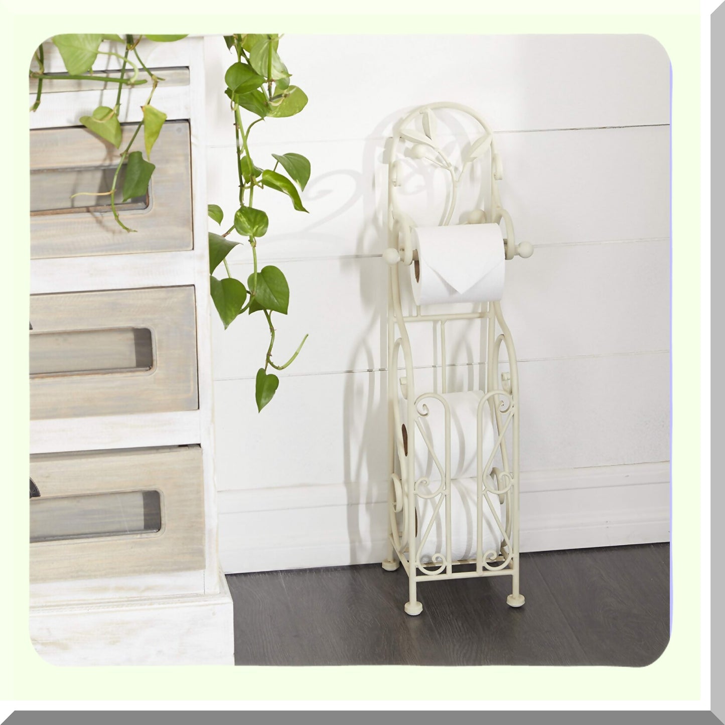 Metal Scroll Toilet Paper Holder Cream 8"x6"x24"